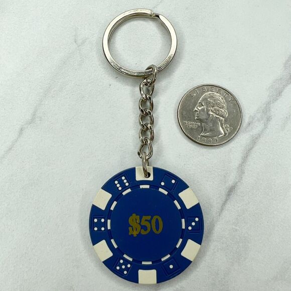 Las Vegas Nevada Poker Chip Casino Souvenir Keychain Keyring - Picture 2 of 7